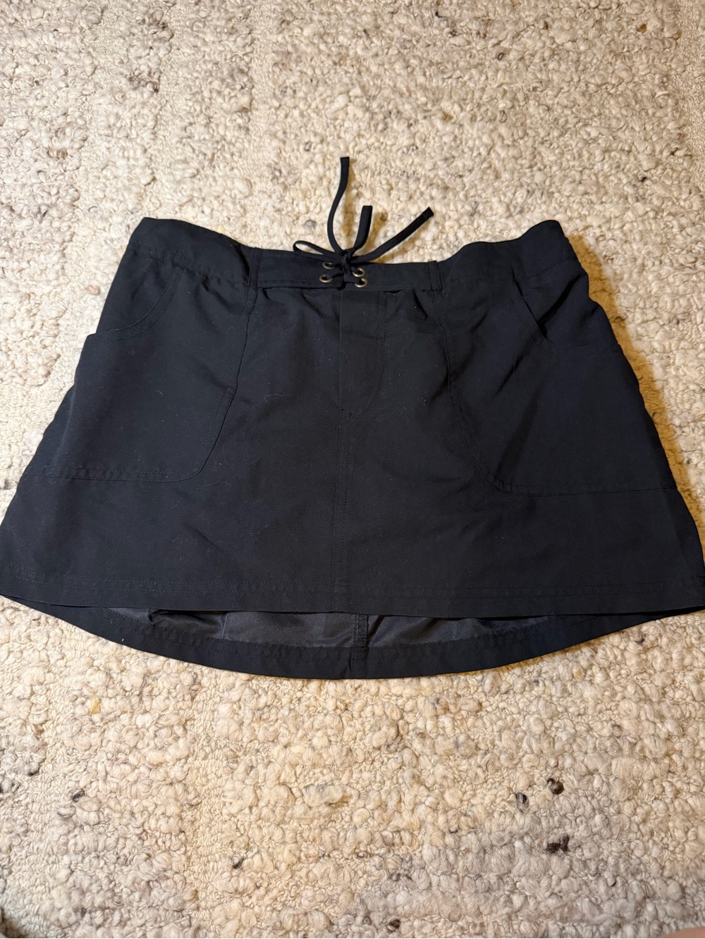 Kona Sol Black Active Skort with Front Pockets and Lace-Up Waist